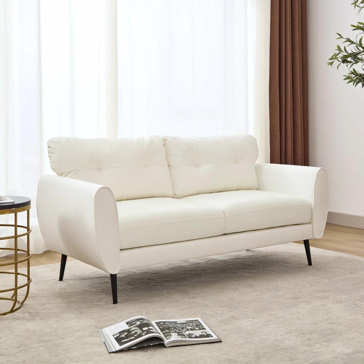 Corvo 61” Faux Leather Loveseat – White (UPH-LVST-BZSFX193WH-2) 3
