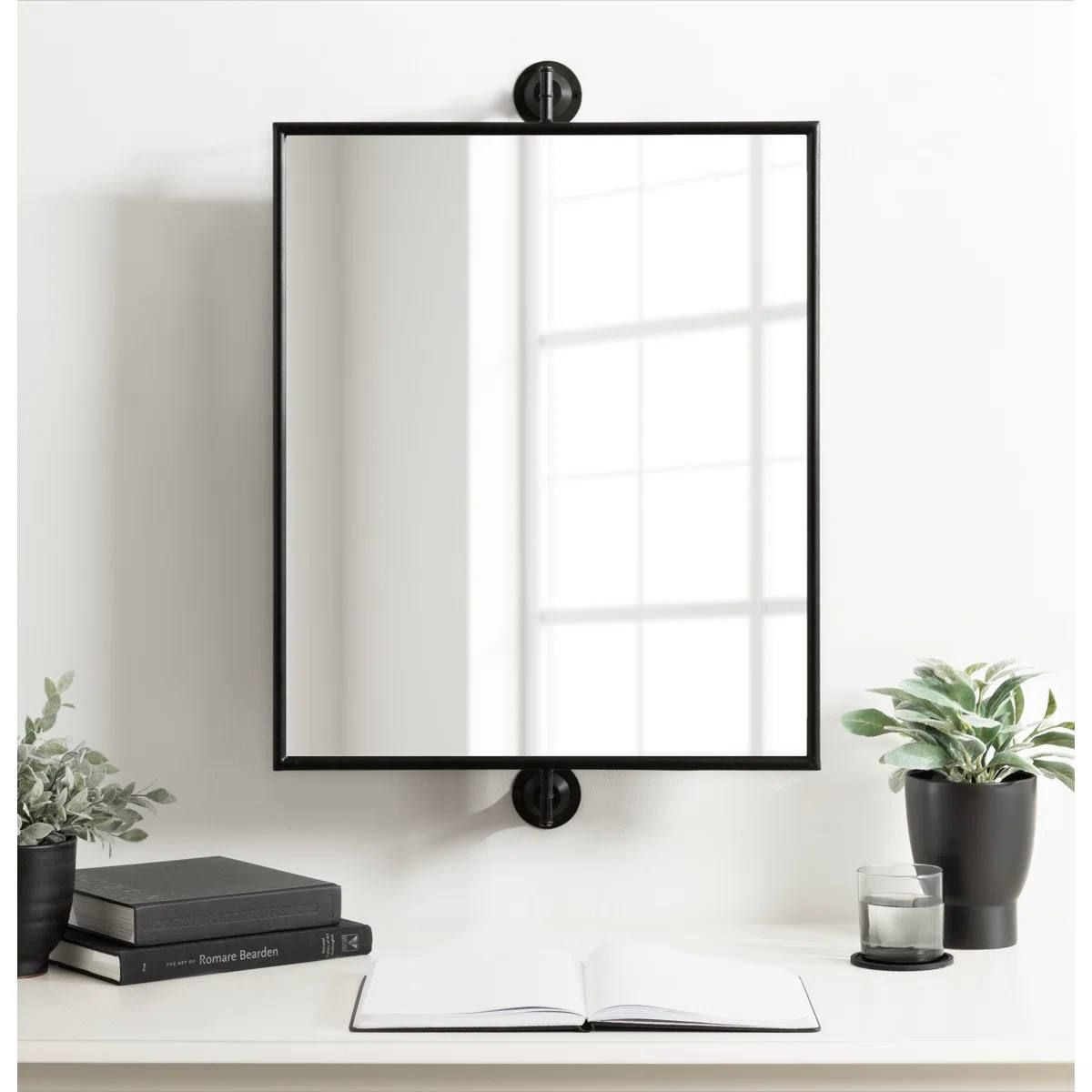 Dunnell Rectangle Pivot Bathroom Wall Mirror – Black 2