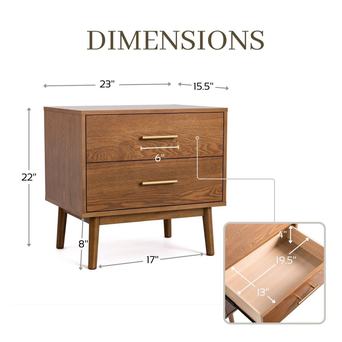 Nevio 2-Drawer Nightstand – Walnut | NEW 4
