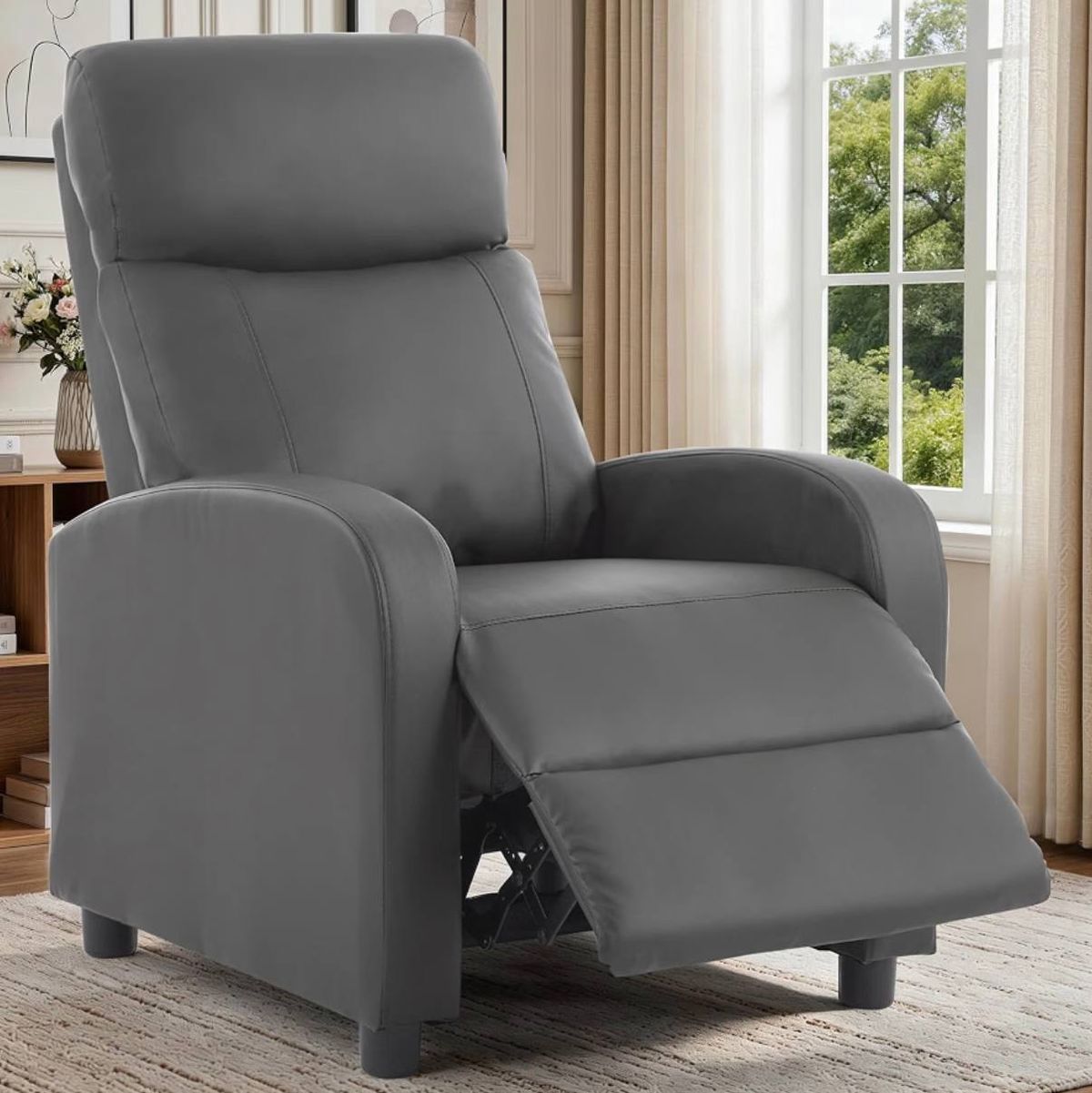 Korser Modern Leather Push-Back Recliner Chair 6