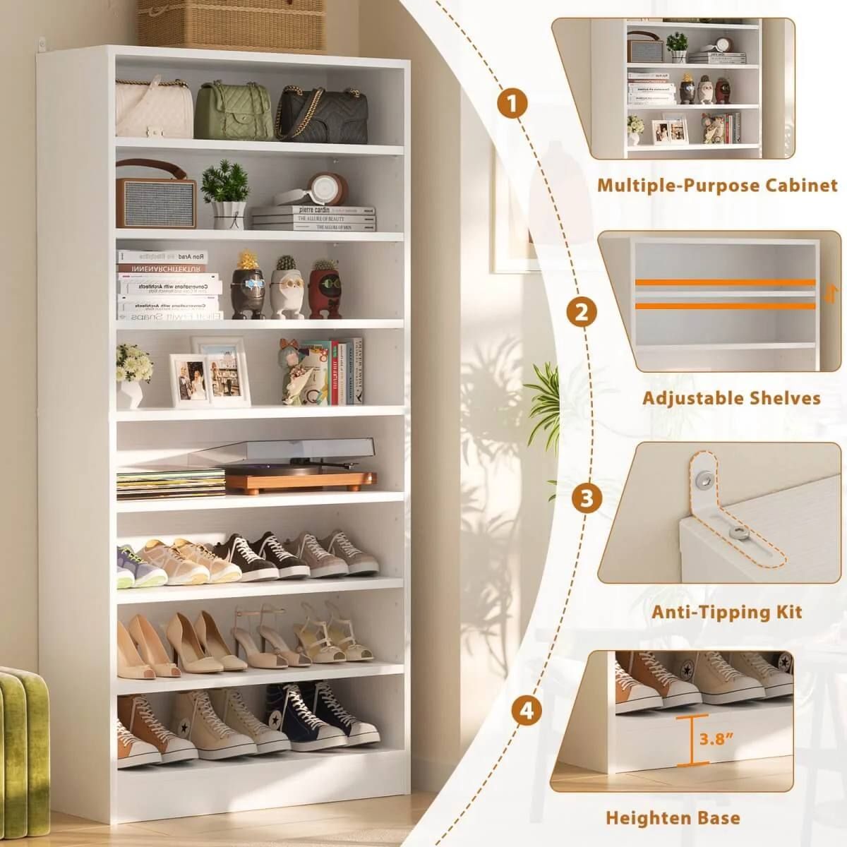 9-Tier Shoe Storage Cabinet – White 6