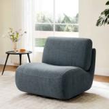 Designer Bouclé Swivel Chair | Steel Blue | Nita 33” | New in Box 1