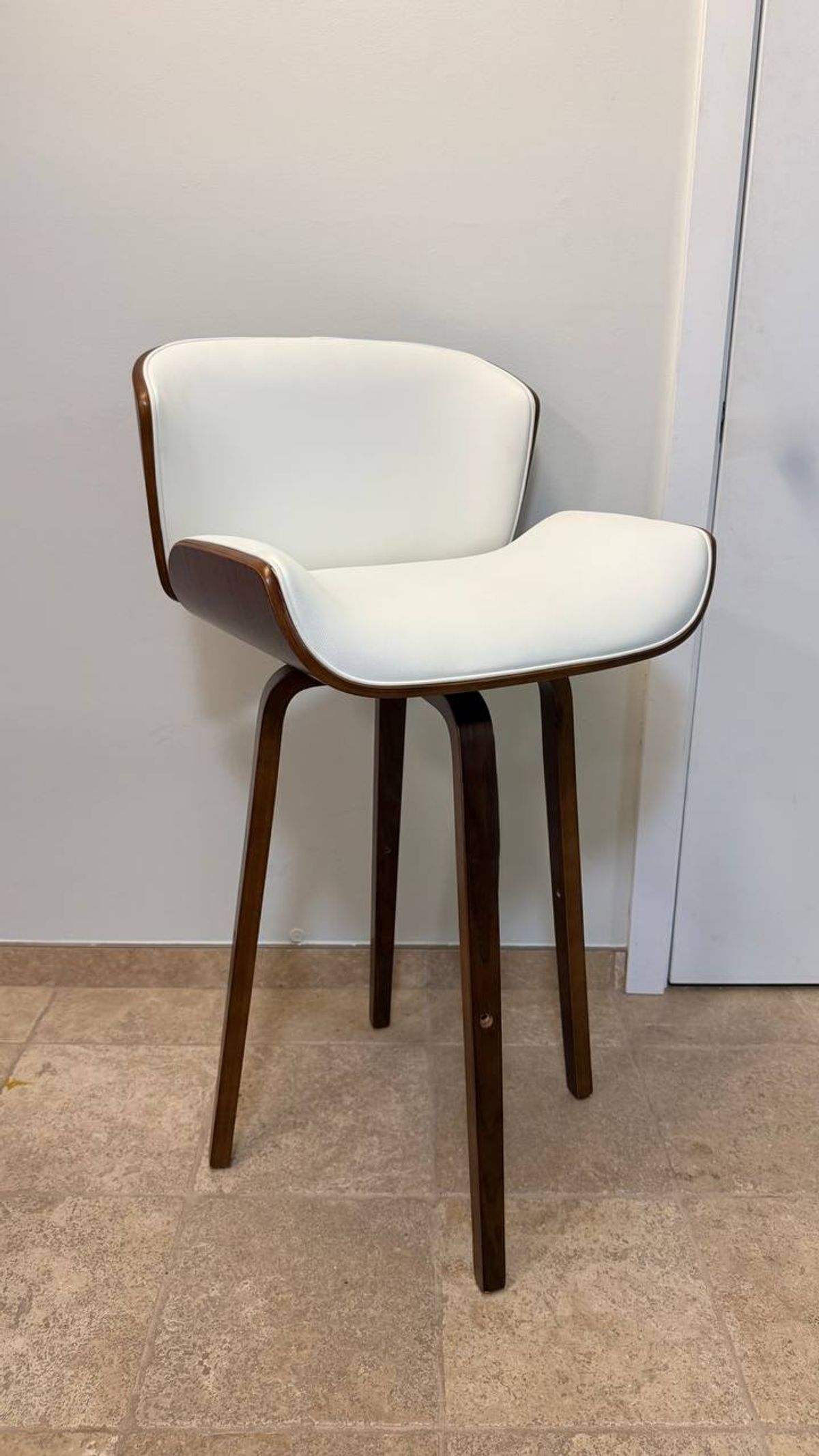 Porthos Home Oma Bar Stool – PU Leather, Walnut Wood Legs 7