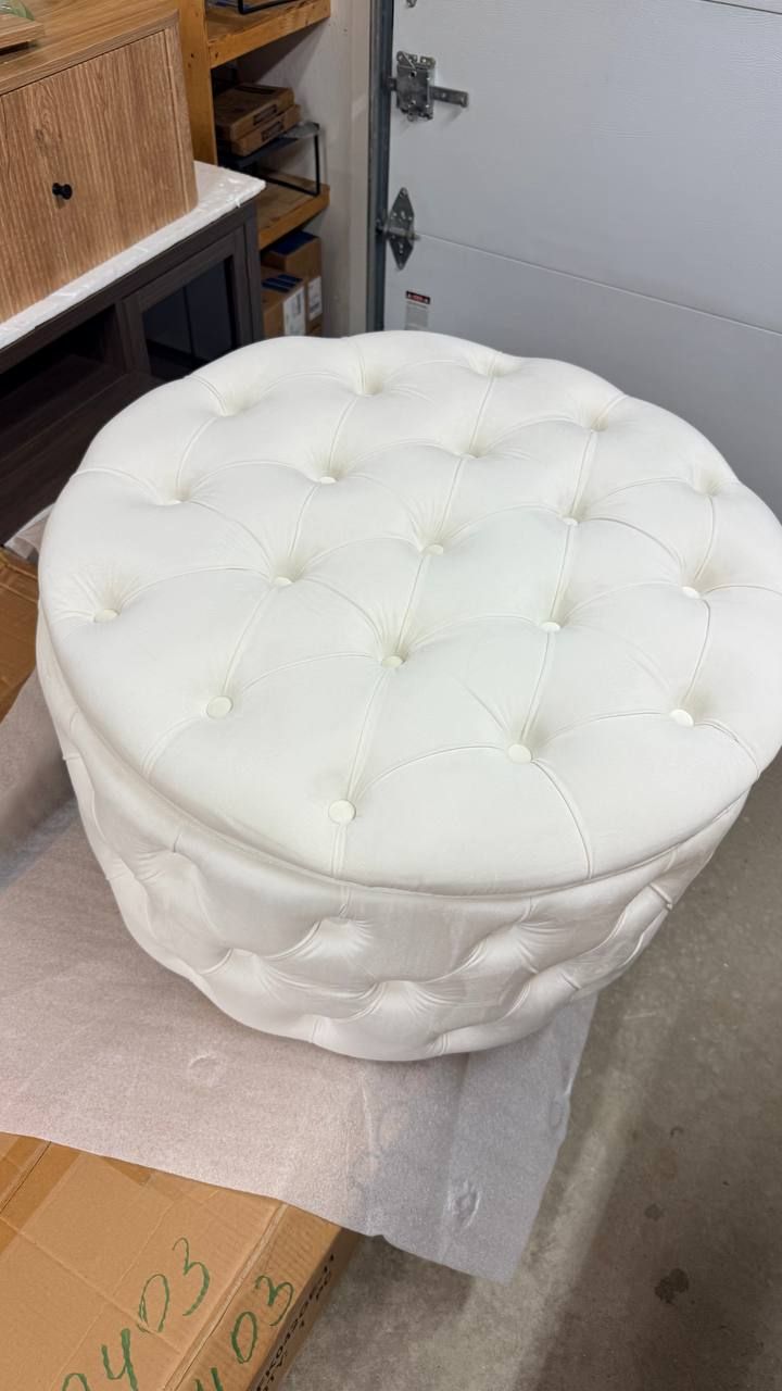 Porthos Home Fiene Round Storage Ottoman – Cream 6