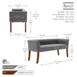 Porthos Home Nevis Upholstered Bench | Grey | QY063A GRY | Brand New 3