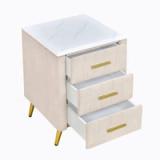 Ameswood Upholstered Wooden Nightstand with 3 Drawers 2