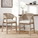 Stanley Wooden Dining Chairs Set of 2 | Cane Back | Upholstered Seat | Light Ash | Assembled 1