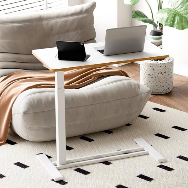 SANODESK Mobile Standing Desk – 31.5” x 17.7” | Pneumatic Height | White + Maple | New in Box