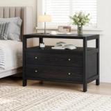 Modern Large 2-Drawer Nightstand with Open Storage – New, Assembled 4