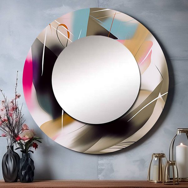 Shape Abstract Artwork III – 36” Round Mirror