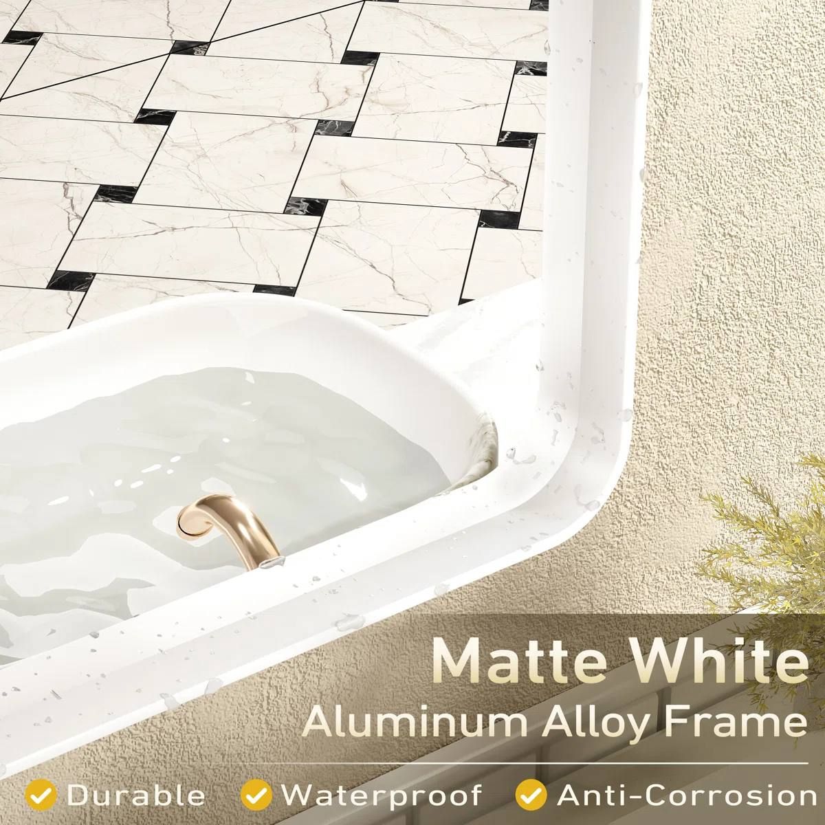 Aevar 40” × 32” Framed Wall Mirror – White 3
