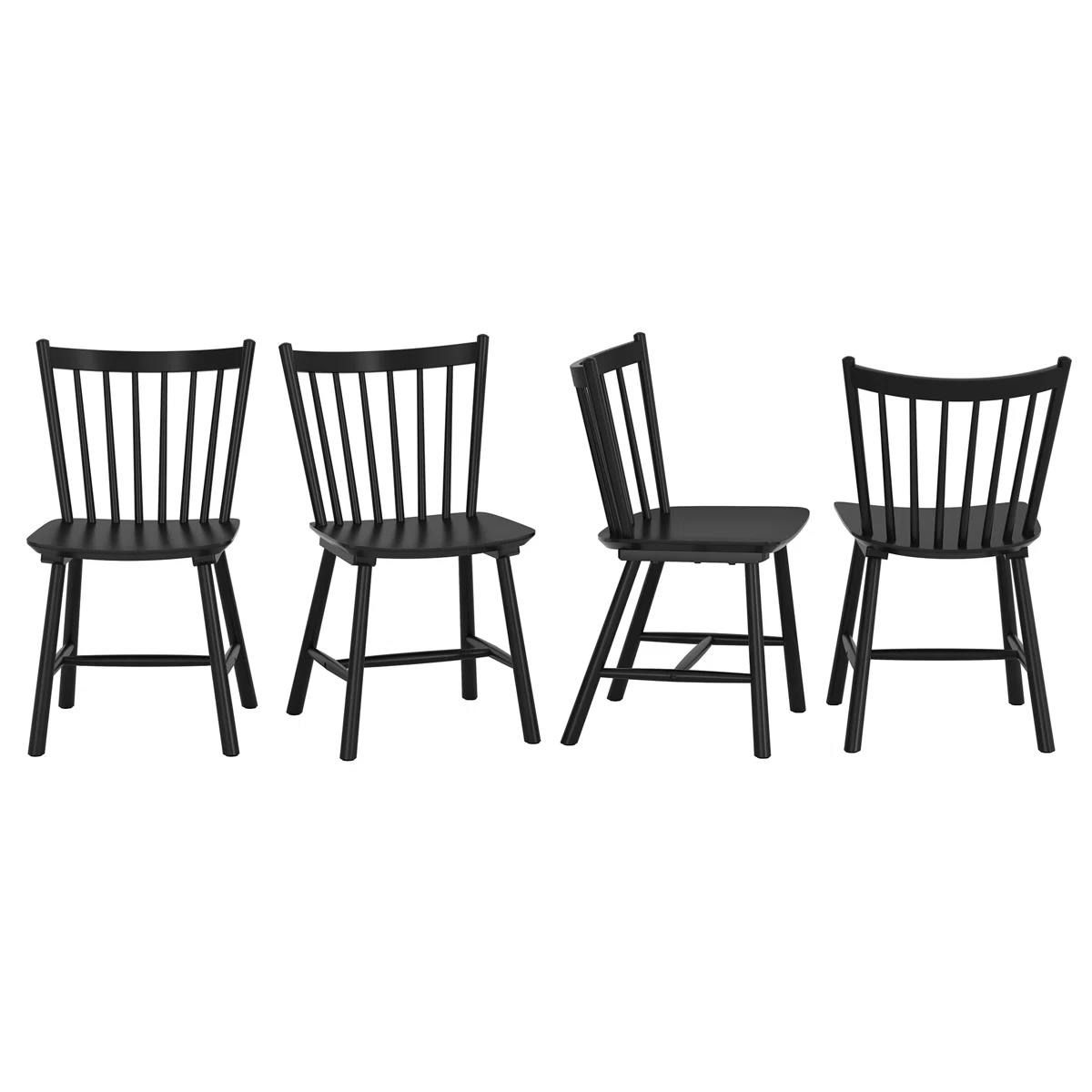 Solid Wood Windsor Dining Chairs – Set of 4 – Black 3