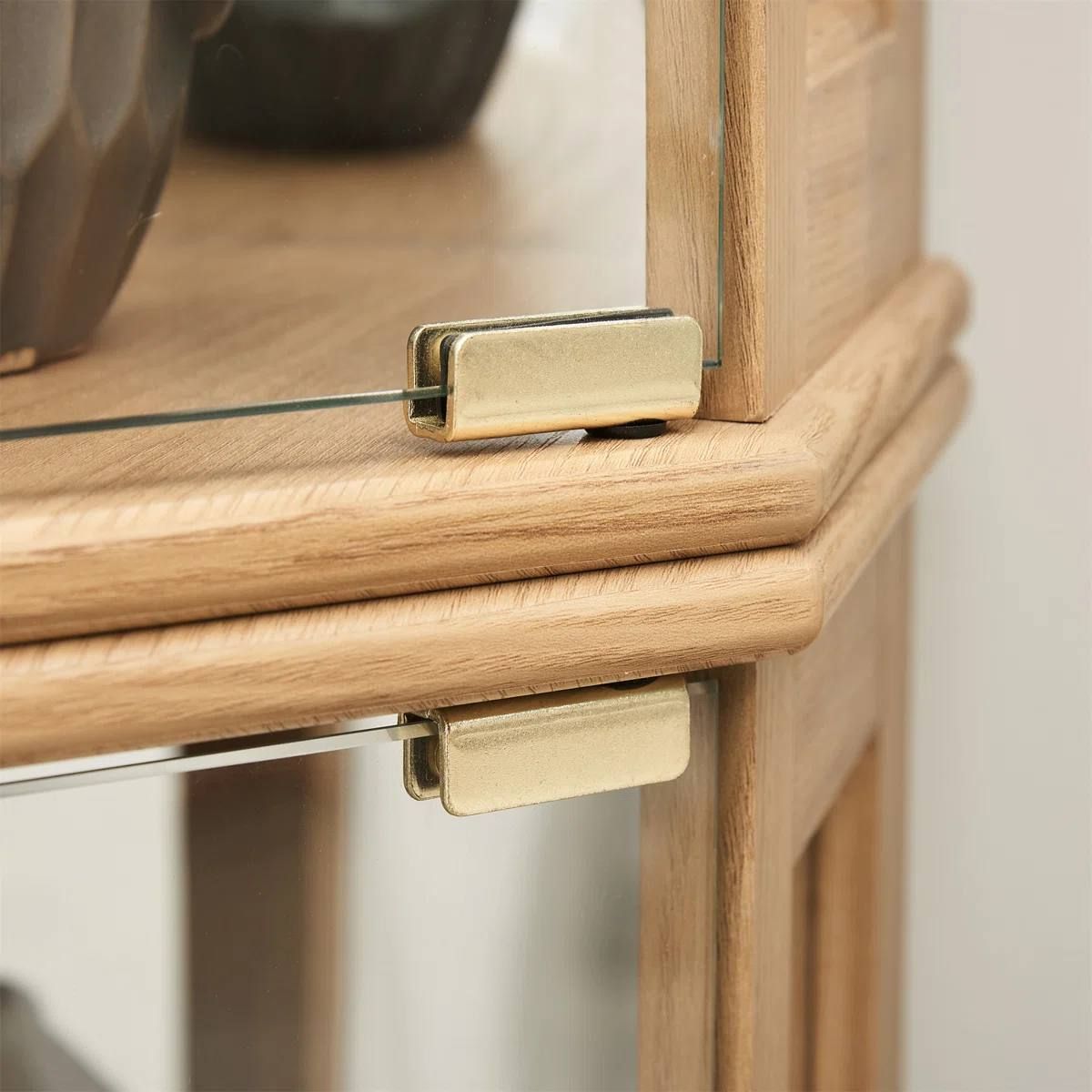 Therris Corner Lighted Curio Cabinet | Oak | Assembled 7