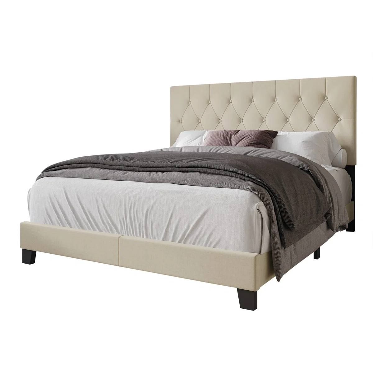 Ambrey Upholstered Queen Bed – Beige | Brand New in Box 4