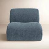 Designer Bouclé Swivel Chair | Steel Blue | Nita 33” | New in Box 3