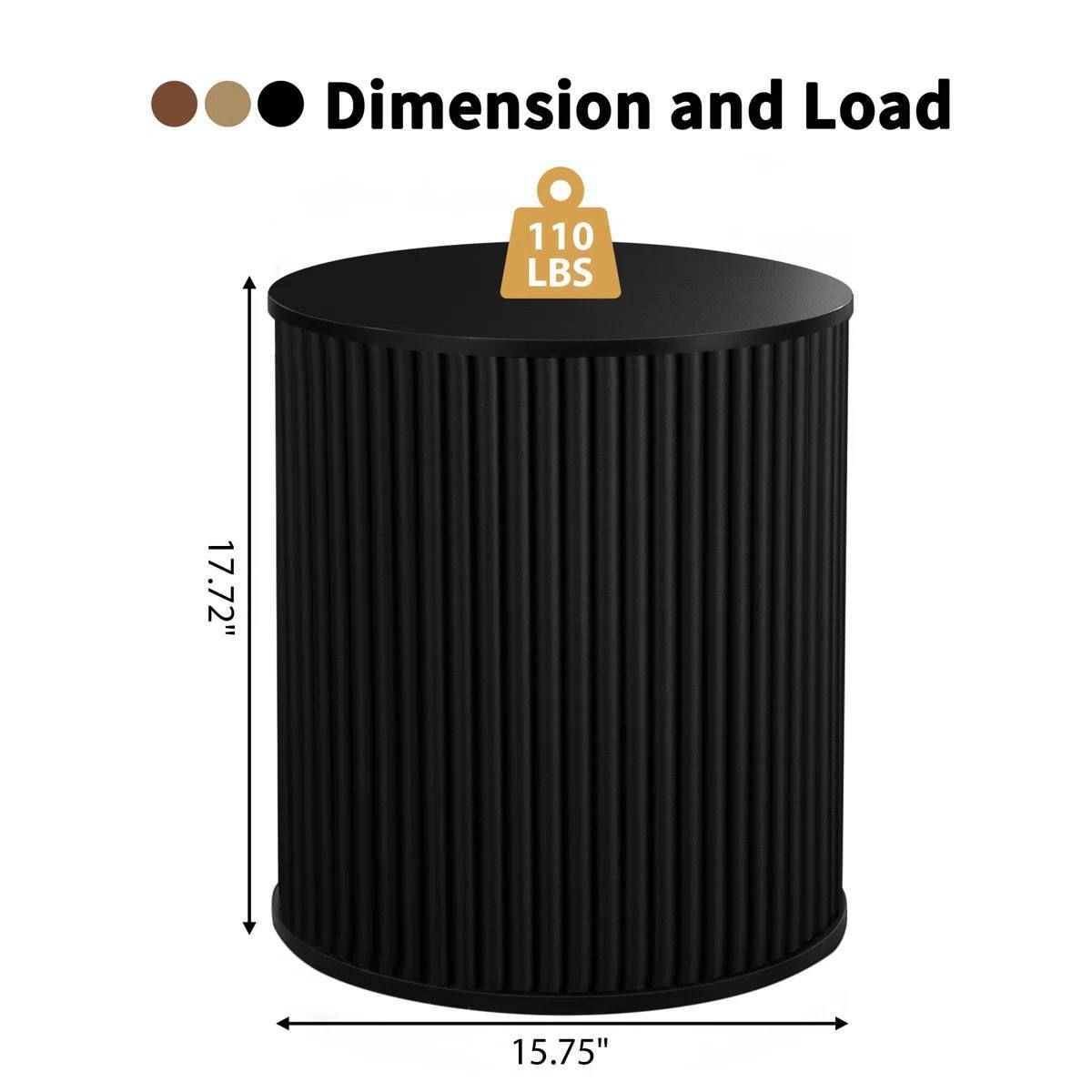 Fluted Round End Tables | Black | ZZ-BLK-W62202H40-MT | New in Box 3