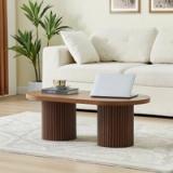 39.38” W Oval Coffee Table – Walnut | Modern Wood Look | Brand New 1