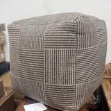 Marta 20” Mocha Grid Upholstered Pouf Ottoman – Brand New 7