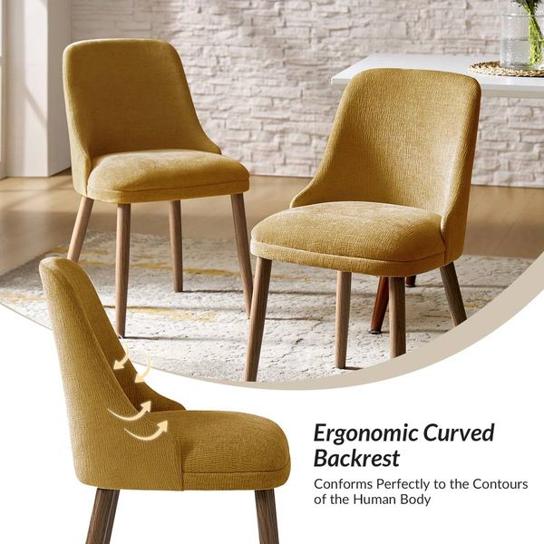 Kanalu Modern Upholstered Dining Chairs with Solid Wood Legs – Set of 2