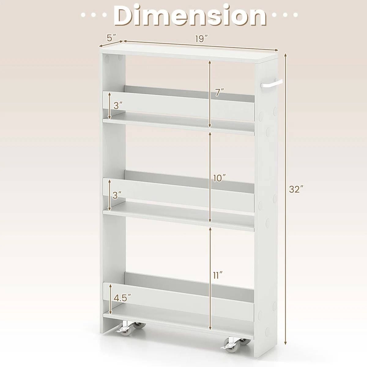 4-Tier Slim Rolling Storage Cart — White | NEW IN BOX 5