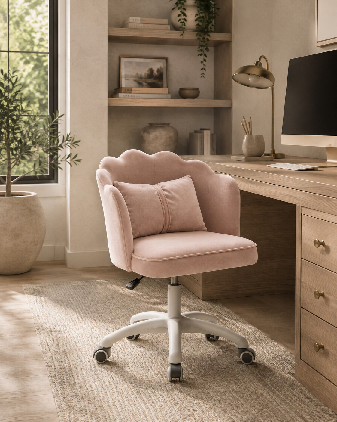 Porthos Home Taio Scalloped Velvet Office Chair – Brand New in Box 1