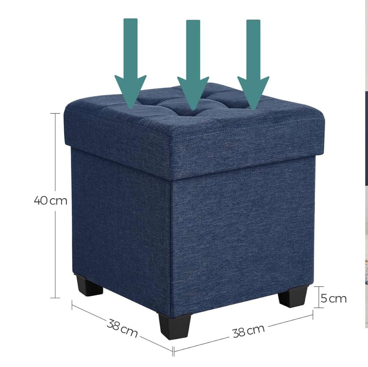  SONGMICS Storage Ottoman Foot Rest – Midnight Blue (ULSF14IN) 5