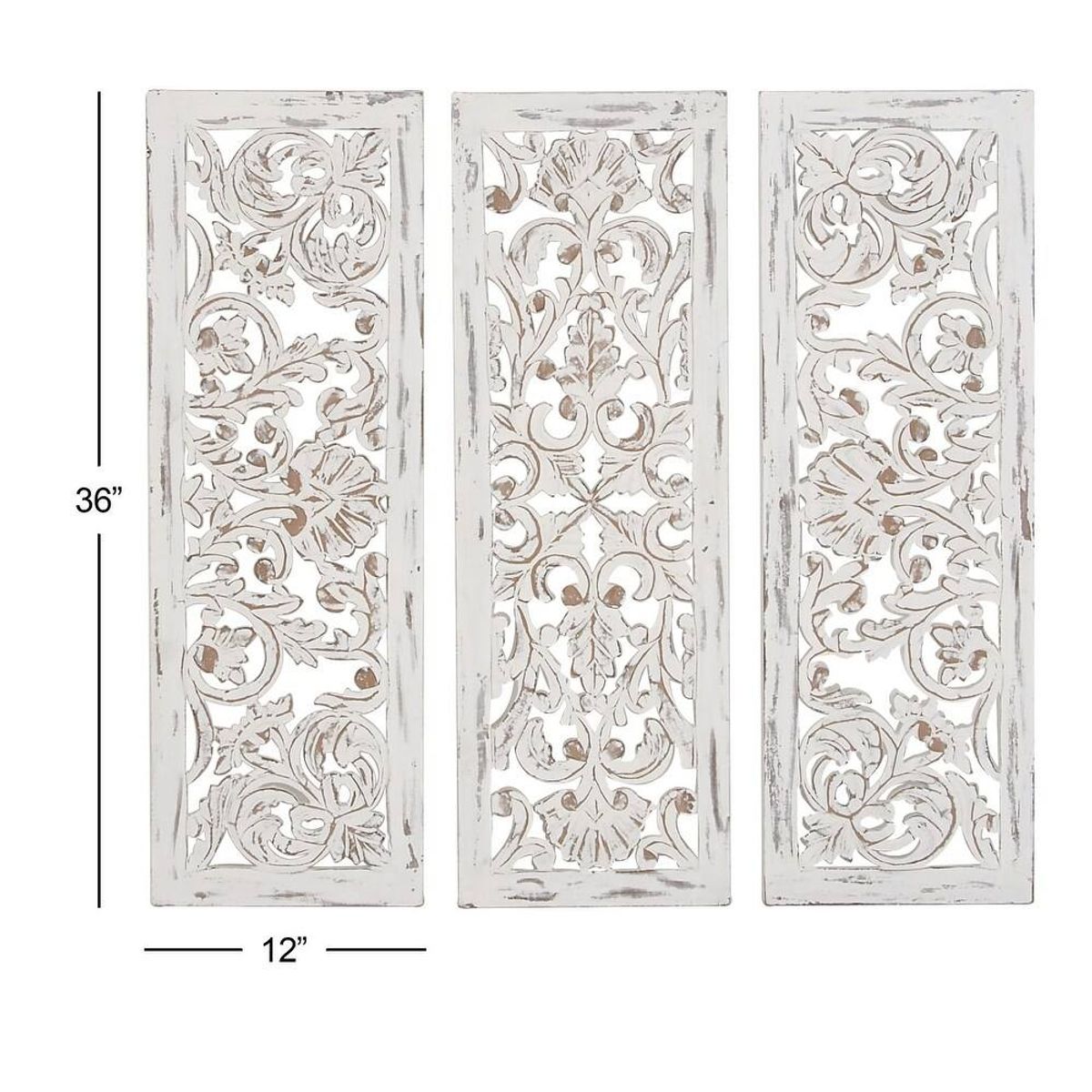 Wooden Handmade Intricately Carved Floral Wall Decor – Set of 3 | Brand New 6