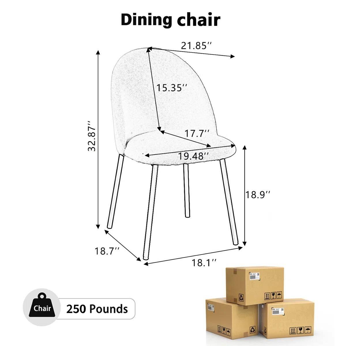 Modern Boucle Dining Chairs – Set of 2 | White Upholstered Chairs with Black Metal Legs | Brand New 6