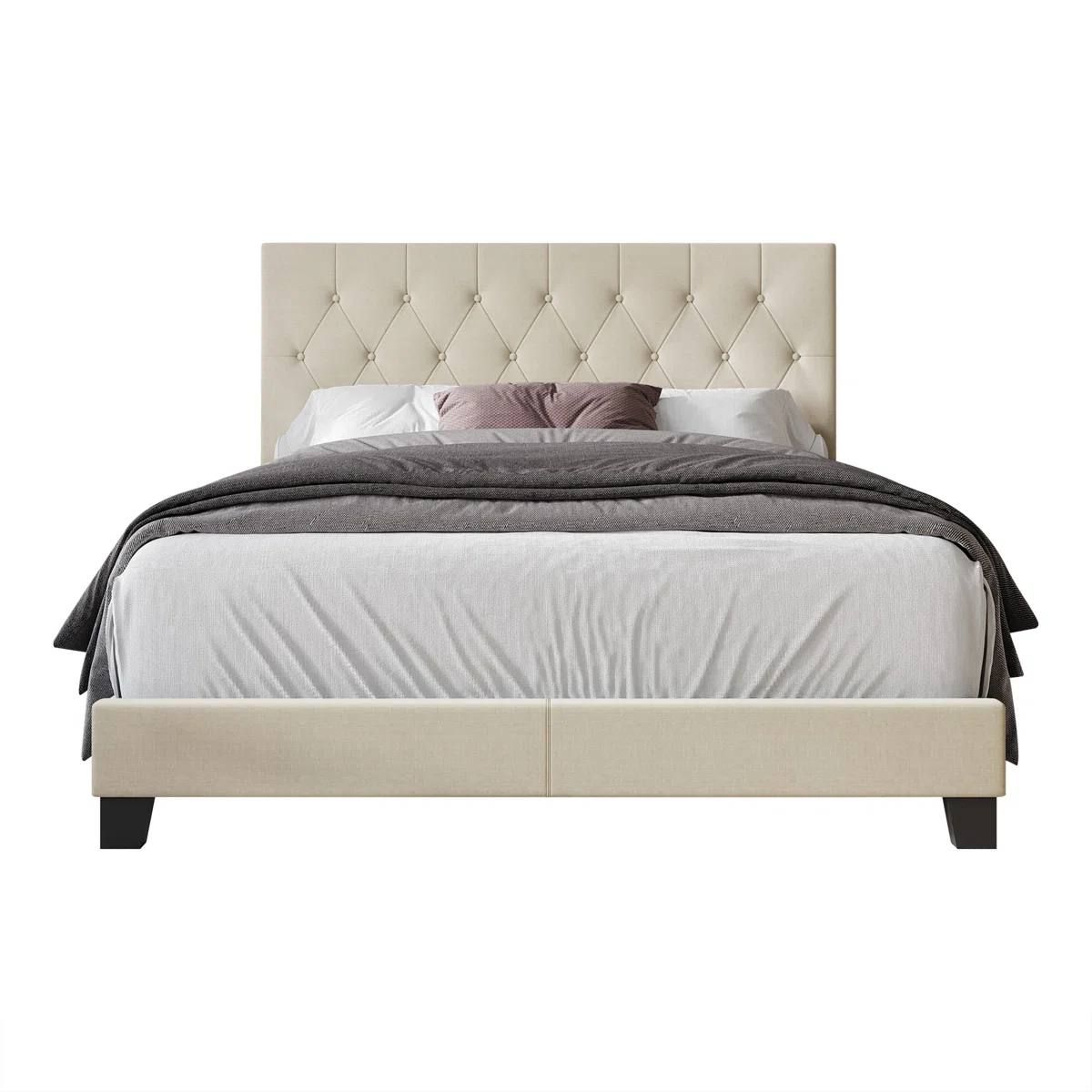 Ambrey Upholstered Queen Bed – Beige | Brand New in Box 3