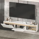 Wall-Mounted TV Stand 80” — White/Natural Wood | Eva | New 5
