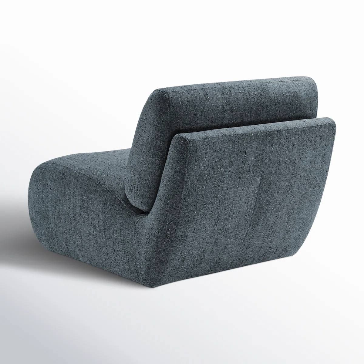 Designer Bouclé Swivel Chair | Steel Blue | Nita 33” | New in Box 5