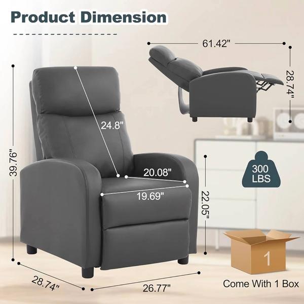 Korser Modern Leather Push-Back Recliner Chair