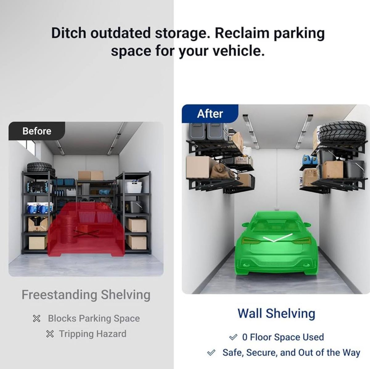 FLEXIMOUNTS WR26 2’x6’ Wall Shelf 2-Pack – WHITE & BLACK | NEW IN BOX | Heavy Duty Garage Storage 6