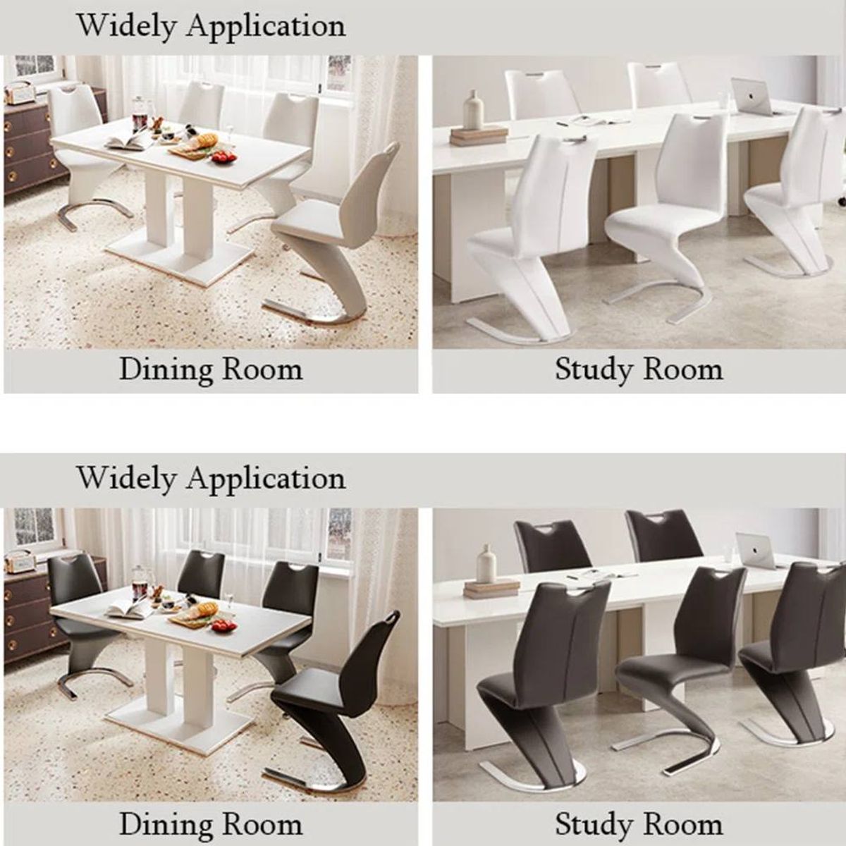 Modern Faux Leather Dining Chairs – Set of 4, White (ZE-2016-WHITE) 5