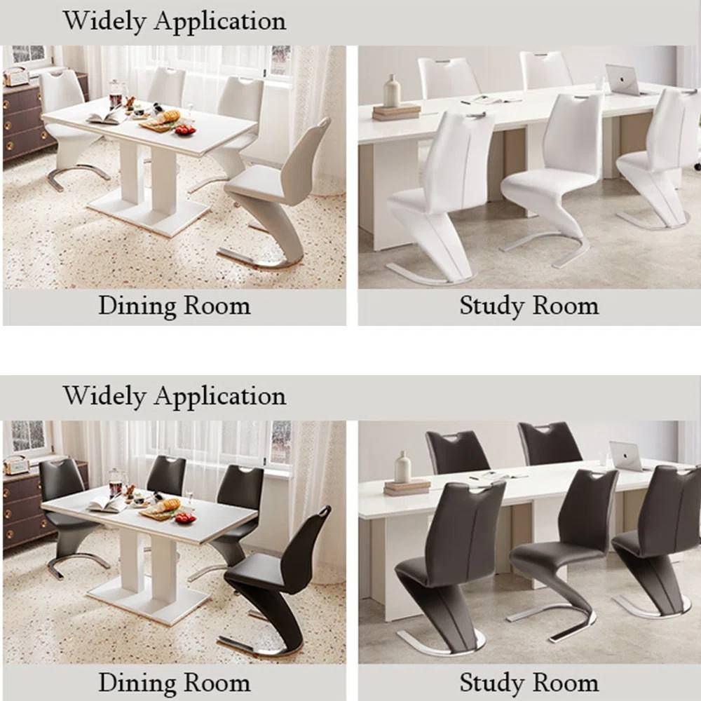 Modern Faux Leather Dining Chairs – Set of 4, White (ZE-2016-WHITE) 5