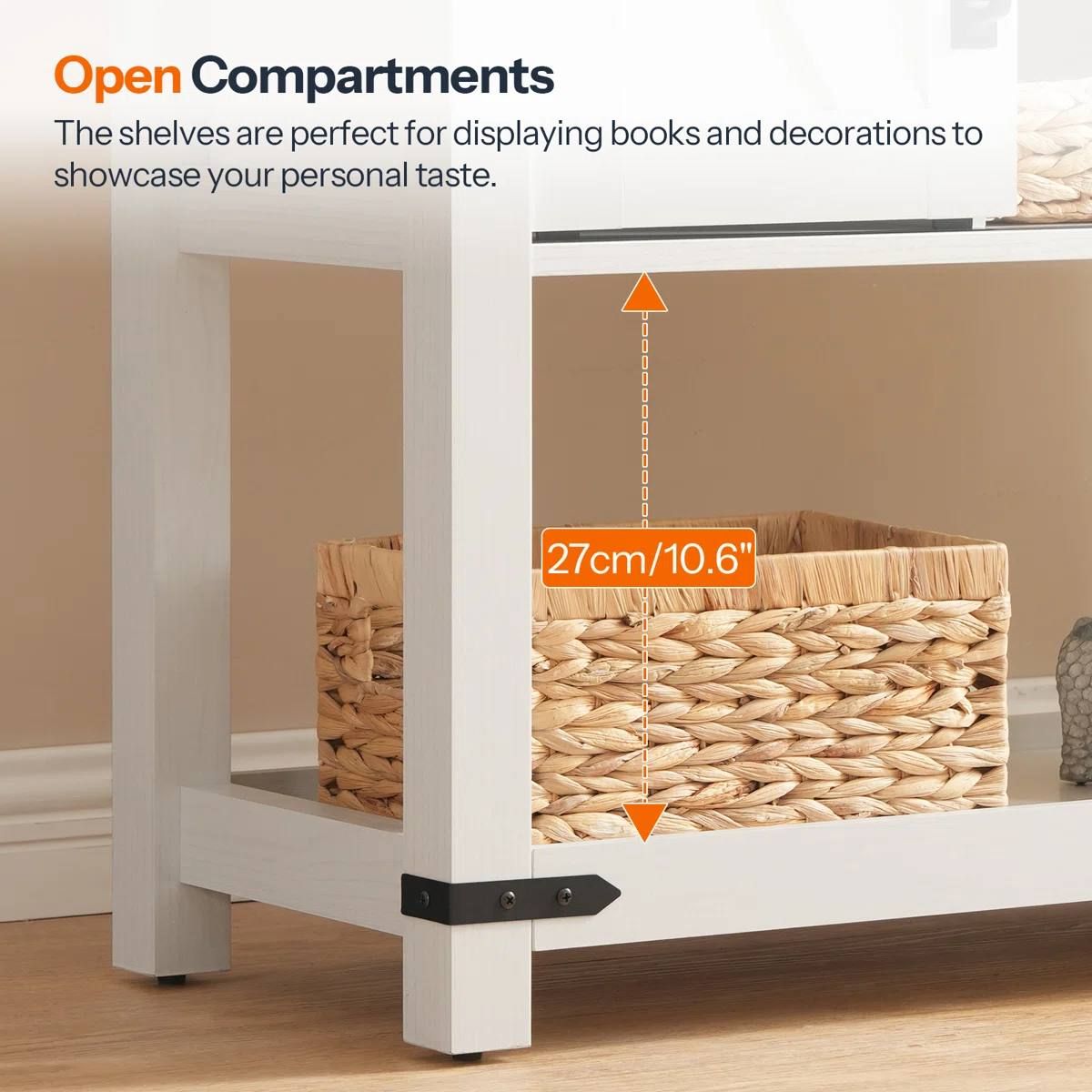  Ordonez 31.9” Console Table with Shelves – Oak & Antique White  6