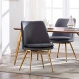 Porthos Home Tori Dining Chair | Grey Velvet | Gold Legs | TFC105 | Brand New 1