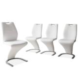Modern Faux Leather Dining Chairs – Set of 4, White (ZE-2016-WHITE) 4