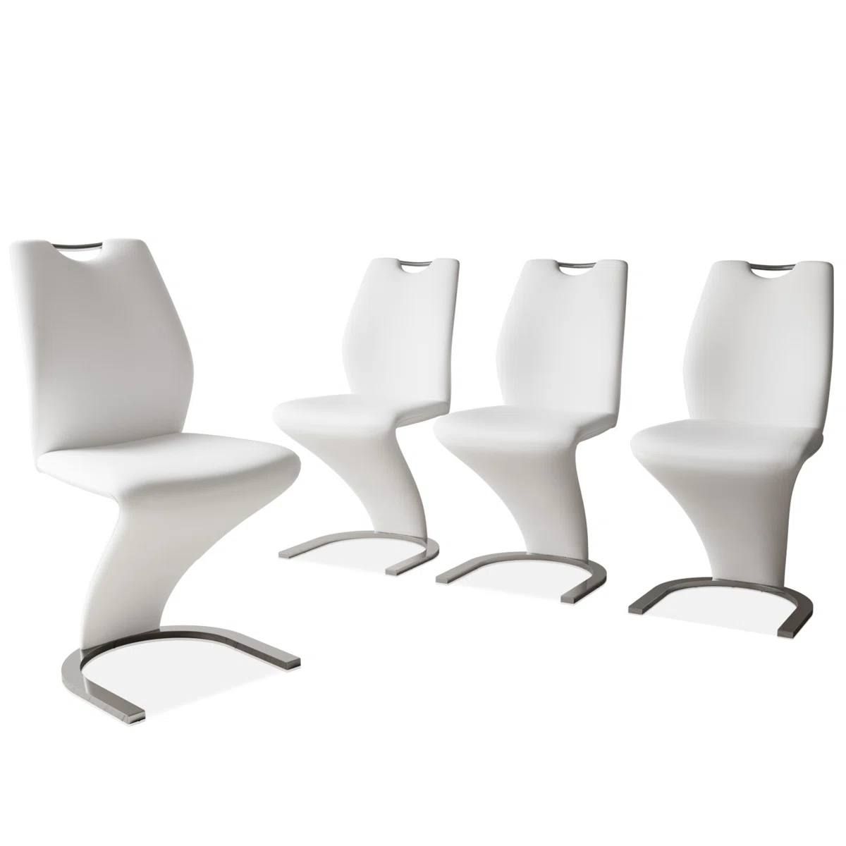 Modern Faux Leather Dining Chairs – Set of 4, White (ZE-2016-WHITE) 4