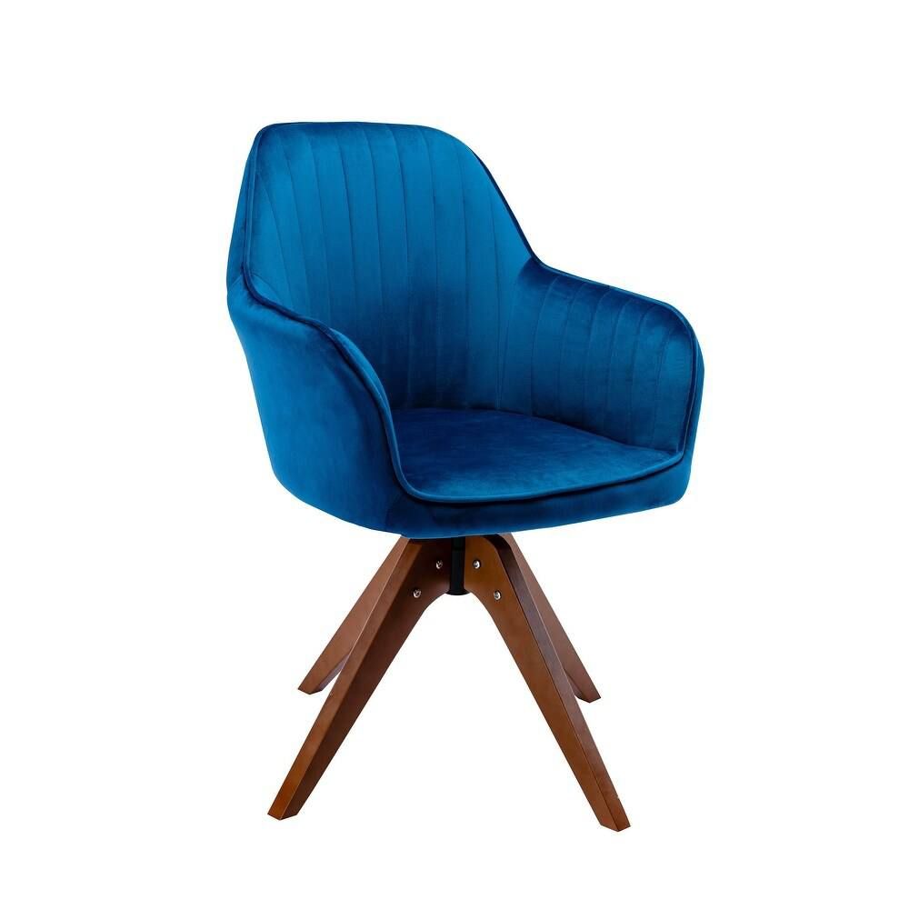 Porthos Home Oana Velvet Swivel Dining | Office Chair – Blue 6