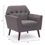 Mid-Century Modern Accent Arm Chair – Grey | Solid Wood Frame 4