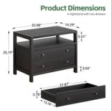 Modern Large 2-Drawer Nightstand with Open Storage – New, Assembled 6
