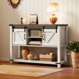  Ordonez 31.9” Console Table with Shelves – Oak & Antique White  2