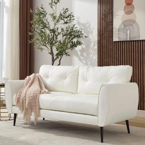 Corvo 61” Faux Leather Loveseat – White (UPH-LVST-BZSFX193WH-2)