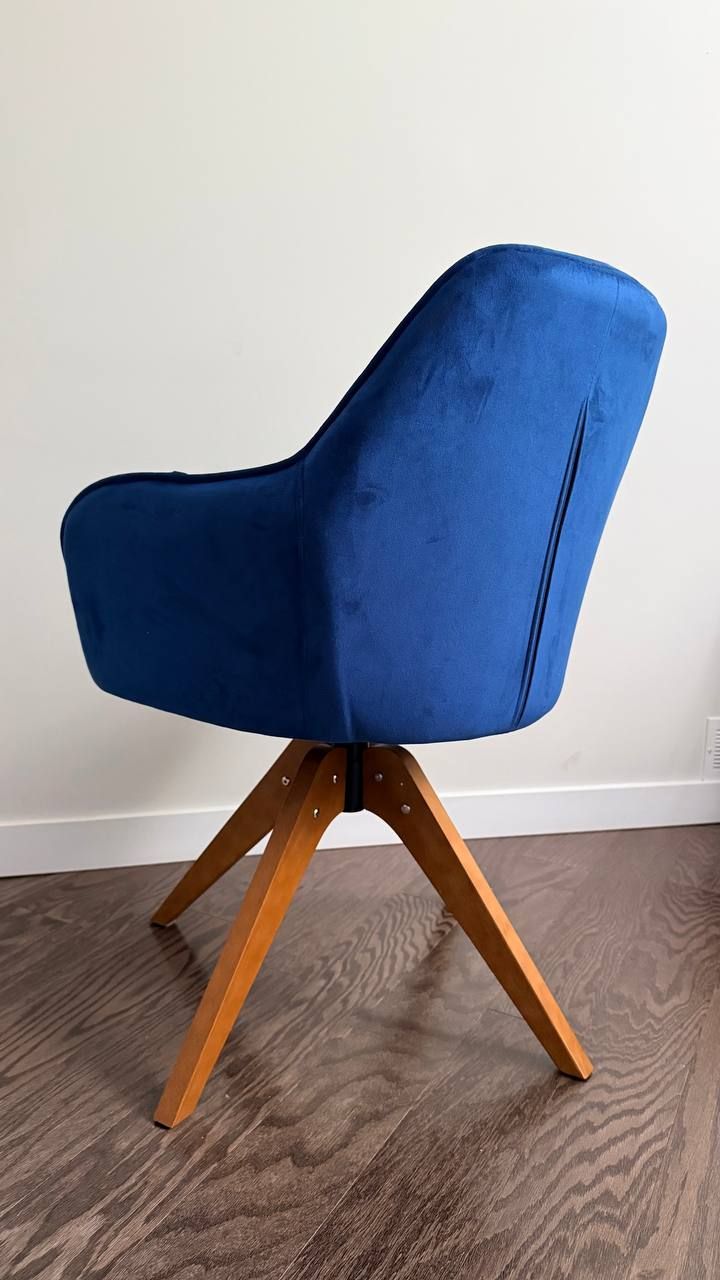 Porthos Home Oana Velvet Swivel Dining | Office Chair – Blue 3