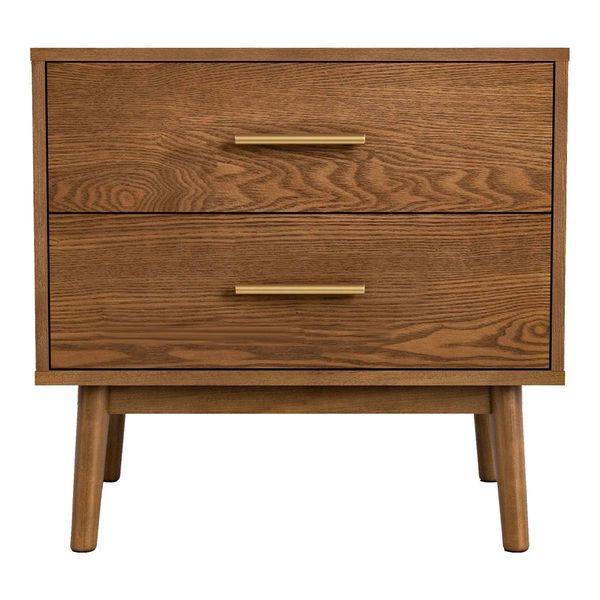 Nevio 2-Drawer Nightstand – Walnut | NEW