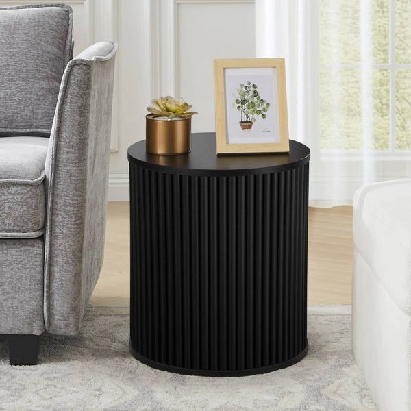 Fluted Round End Tables | Black | ZZ-BLK-W62202H40-MT | New in Box