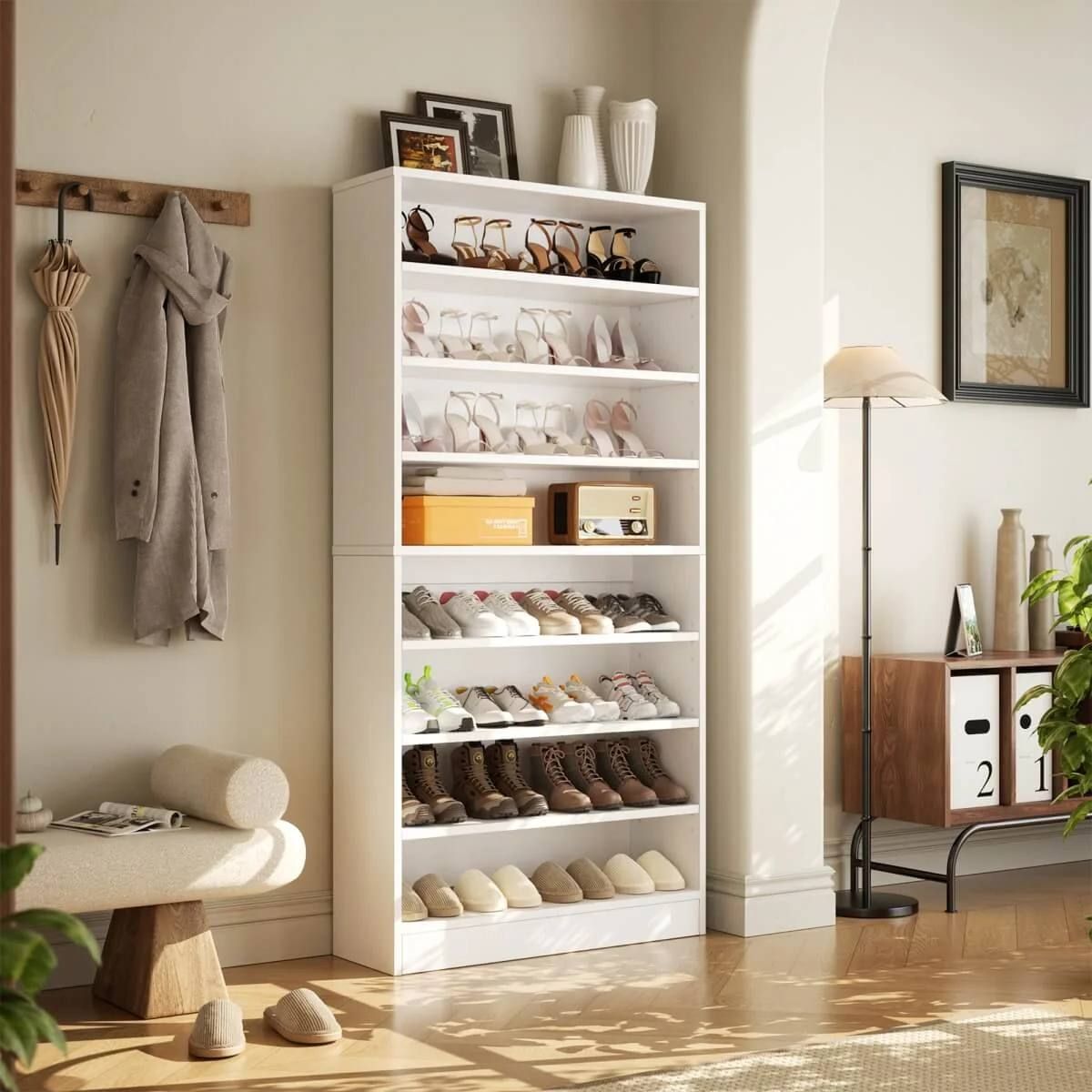 9-Tier Shoe Storage Cabinet – White 1