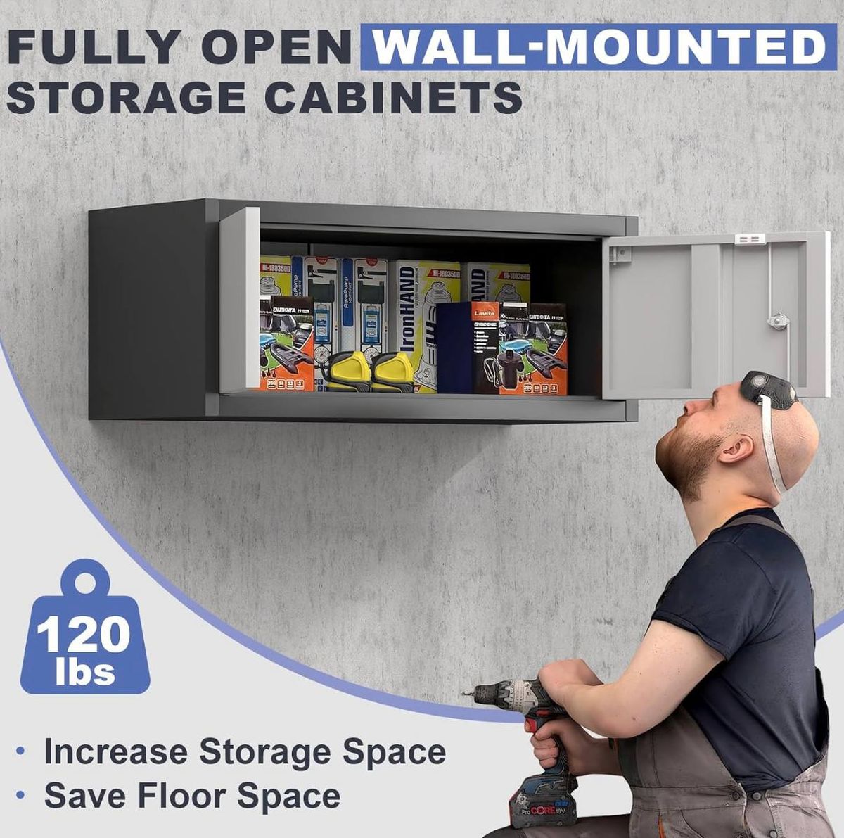 Metal Wall-Mounted Garage Storage Cabinet – Gray 4