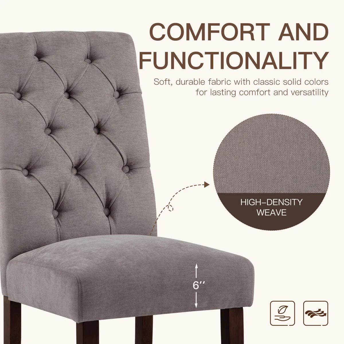 Artemisia Tufted Upholstered Dining Chairs (Set of 2) – Taupe 3